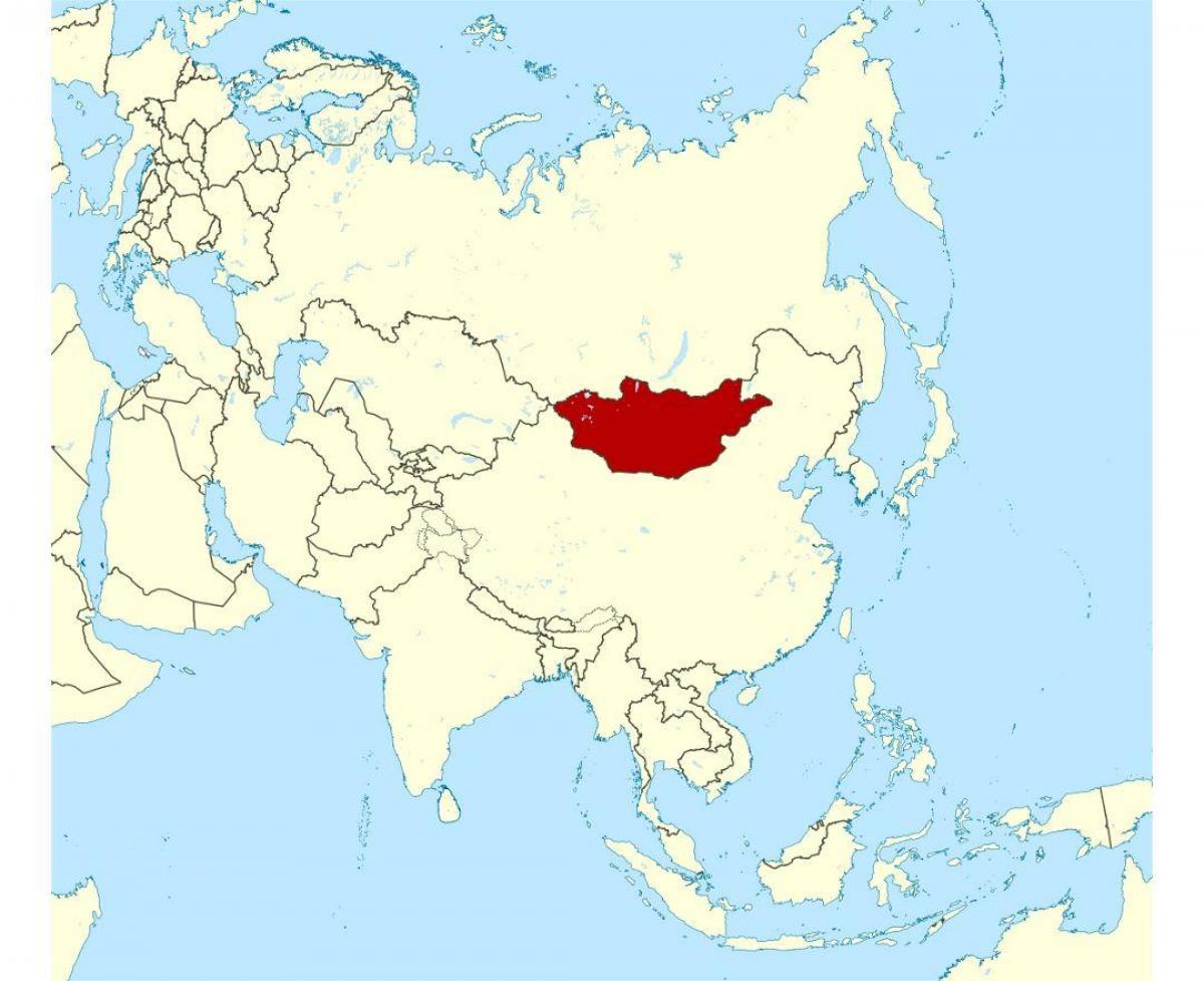 местоположение на Монголия върху картата на света