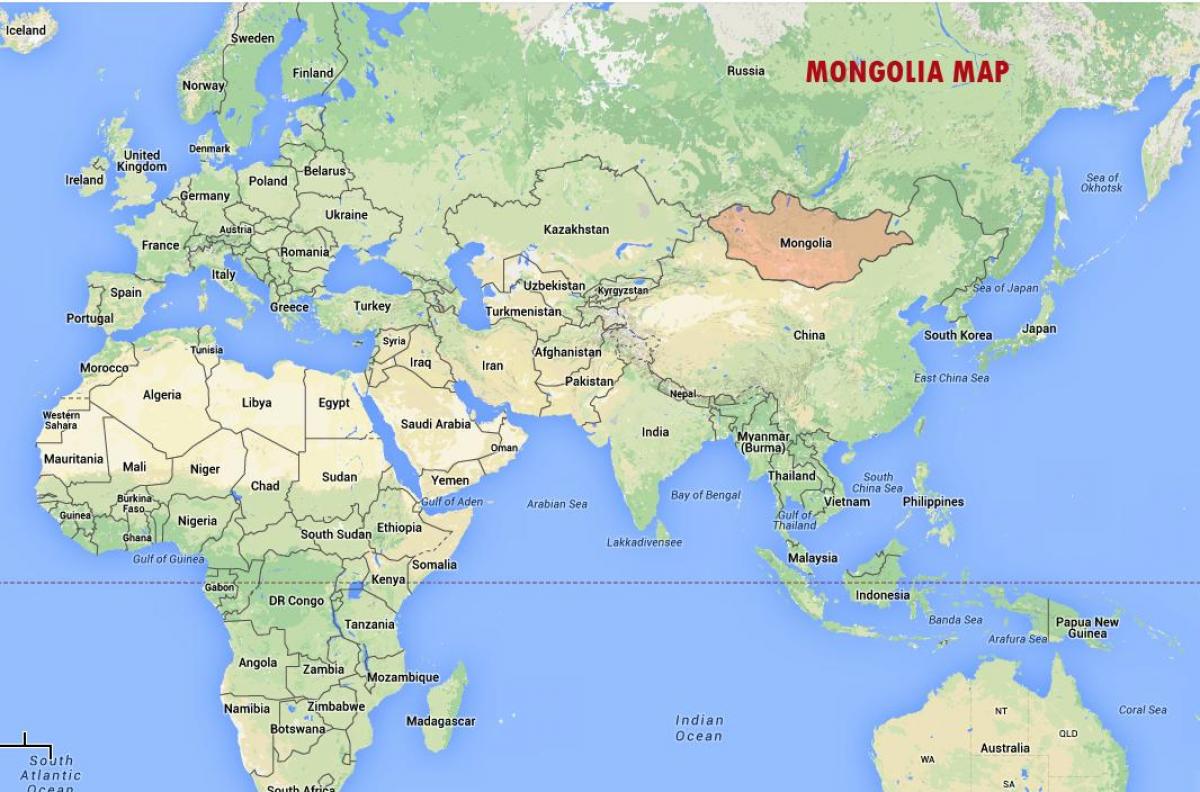карта на света, показваща Монголия