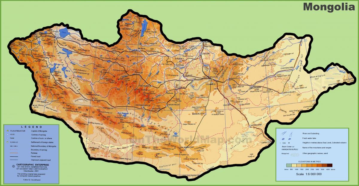 Монголия местоположението на картата 