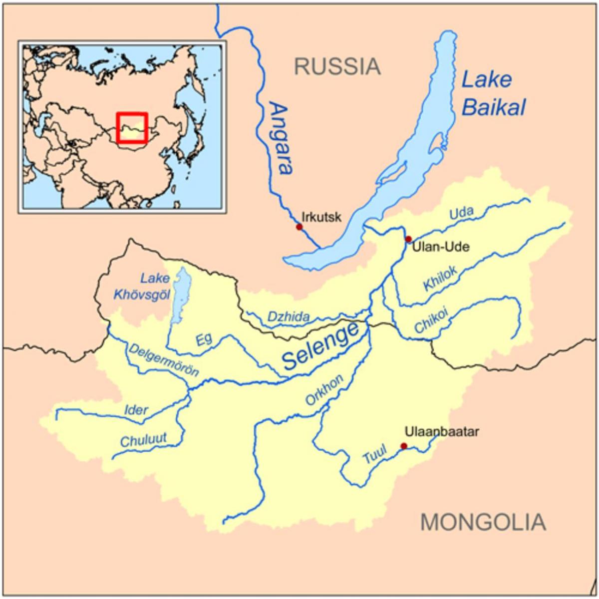 карта на река Монголия 
