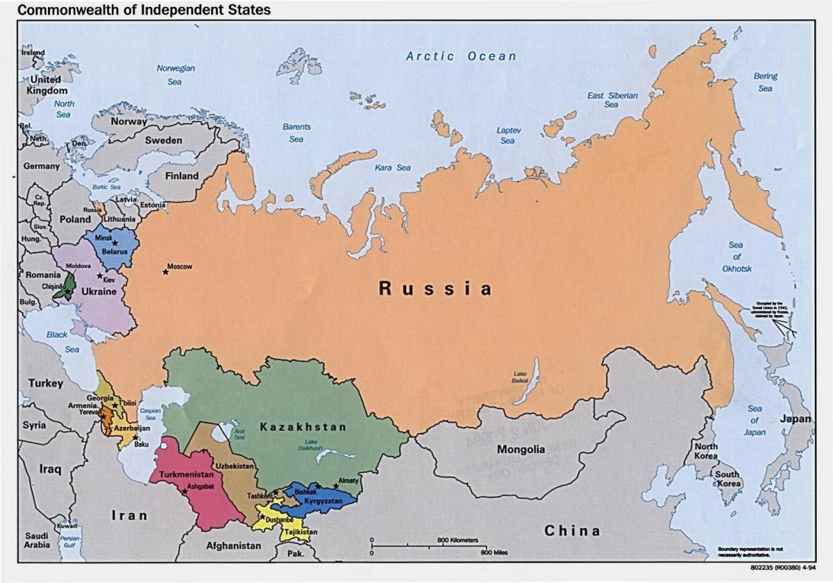 карта на Русия, Монголия