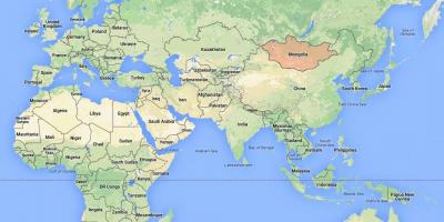 Карта на света, показваща Монголия
