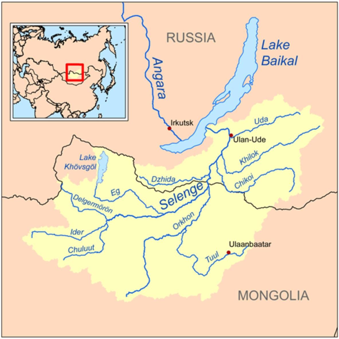 карта на река Монголия