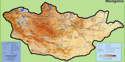 Монголия местоположението на картата 